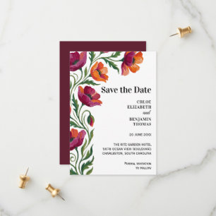 Red Orange Poppy Save the Date Card