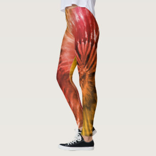 Red & Orange Psychedelic Starburst Tie Dye Leggings