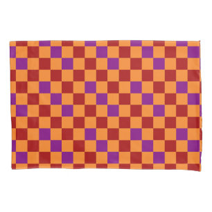Red Orange Purple Chequered Pattern Design  Pillowcase