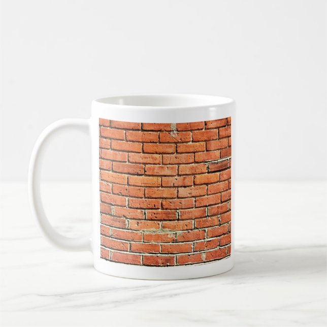 Red Orange Small Brick Wall Coffee Mug (Left)