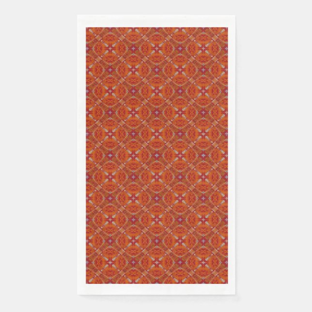 Red, Orange Spanish Diamond Tiled Pattern Napkin (Front)