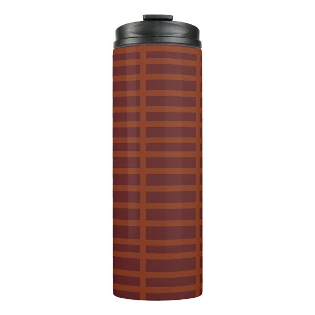 Red orange striped pattern thermal tumbler (Front)