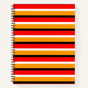 Red Orange Stripes Pattern Design Notebook
