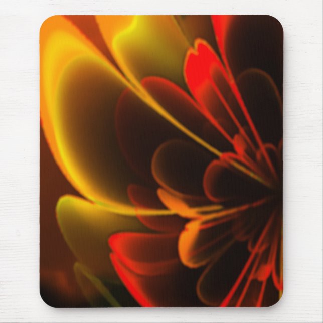 Red Orange Stylized Flower Half Corolla Mouse Pad (Front)