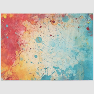 Red, Orange, Teal watercolor splashes journal page Tissue Paper