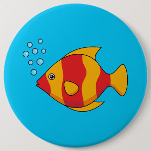 Red Orange Tropical Fish  6 Inch Round Button