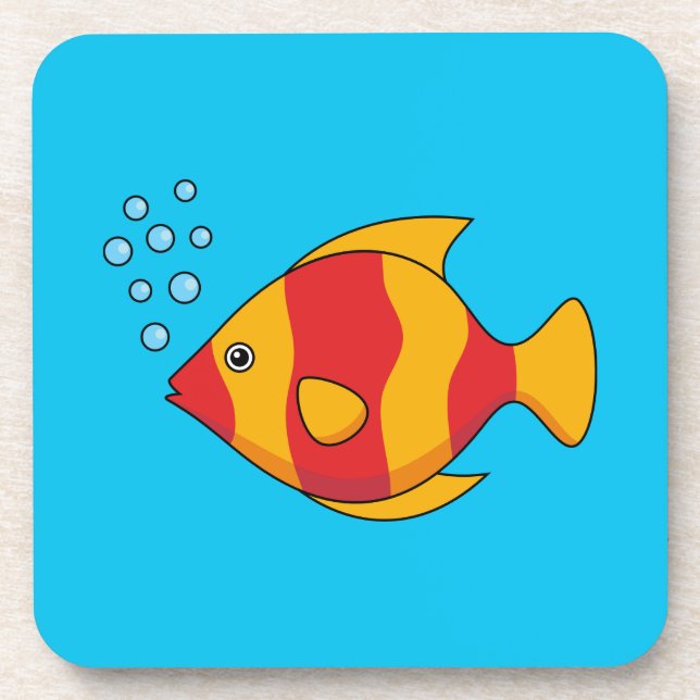 Red Orange Tropical Fish  Coaster (Front)