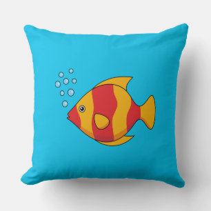 Red Orange Tropical Fish  Throw Pillow