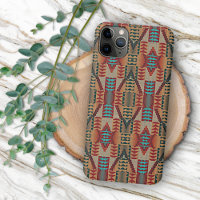 Red Orange Turquoise Teal Mosaic Art Pattern