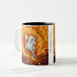 Red Orange Unicorn of Fire Element Fantasy Art Two-Tone Coffee Mug
