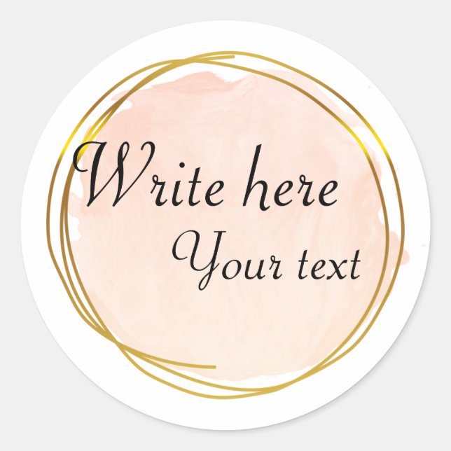 Red Orange Watercolour Circle Gold Elegant   Classic Round Sticker (Front)