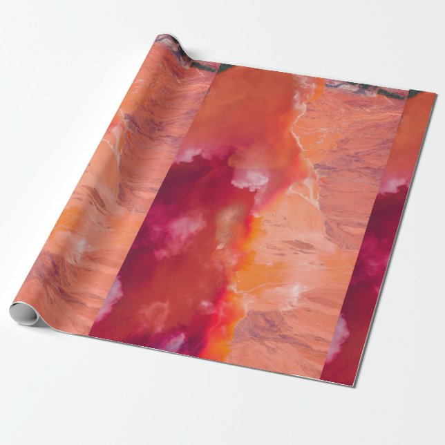 Red-orange Waves Wallpaper Wrapping Paper (Unrolled)