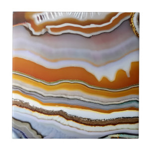Red Orange White Black Blue Gold Agate Geode Tile