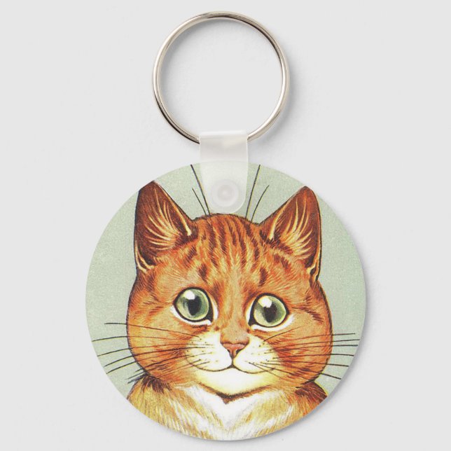 Red Orange & White Cat, Louis Wain Keychain (Front)