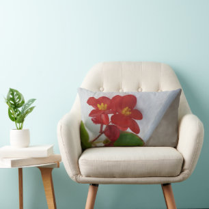 Red Orange With Yellow Lumbar Pillow