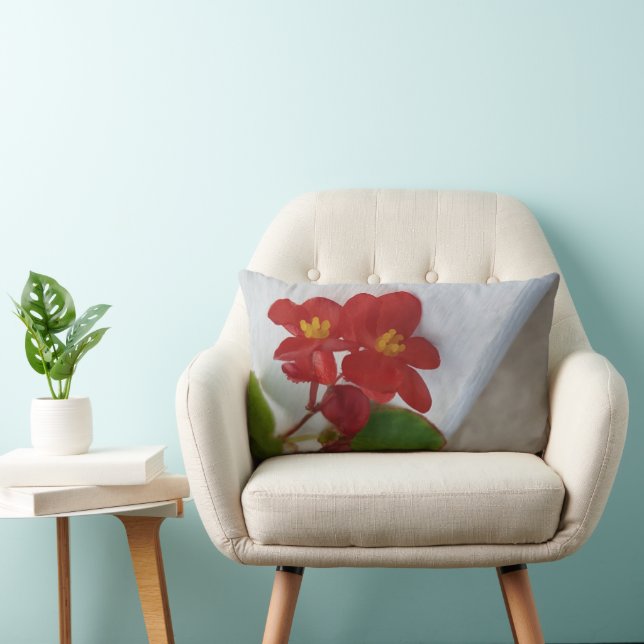 Red Orange With Yellow Lumbar Pillow (Chair)