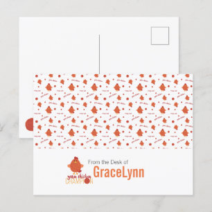 Red & Orange Yarn Chicken Champion Postcard