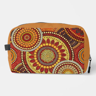 RED ORANGE YELLOW ABORIGINAL TRIBAL PATTERNS DOPP KIT