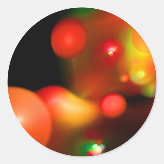 RED ORANGE YELLOW BLACK  FRACTAL BUBBLES CLASSIC ROUND STICKER (Front)