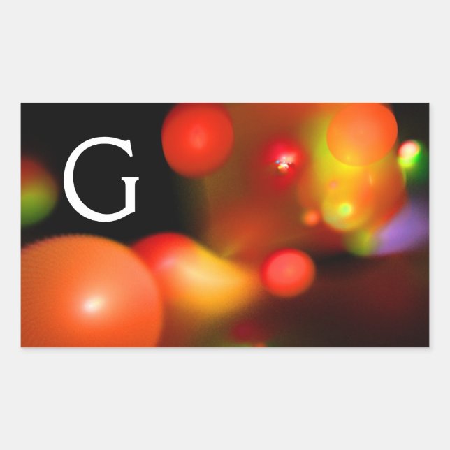 RED ORANGE YELLOW BLACK  FRACTAL BUBBLES MONOGRAM STICKER (Front)