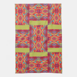 Red Orange Yellow Blue Abstract Acrylic Kitchen Towel