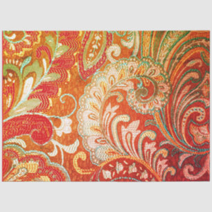 Red Orange Yellow Brocade Decoupage Tissue Paper