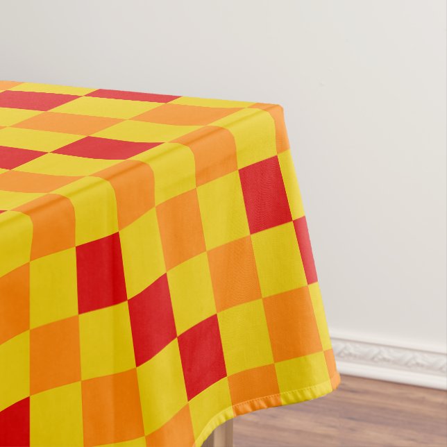 Red Orange Yellow Checkered Pattern Design  Tablecloth (In Situ)