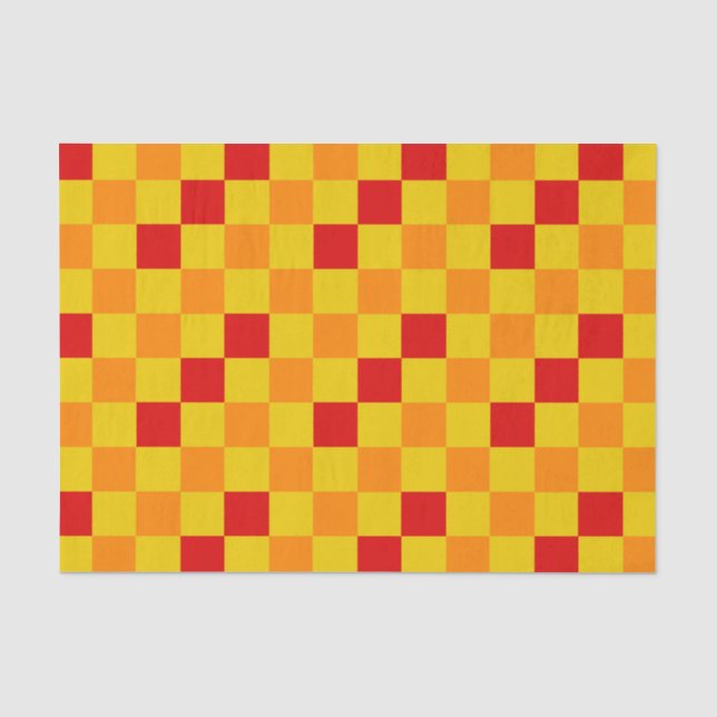 Red Orange Yellow Checkered Pattern Design  Tissue Paper (Front)