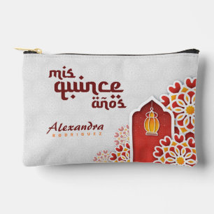 Red Orange Yellow Flower Arabian Night Quinceañera Accessory Pouch