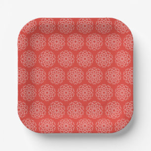 Red Orange Yellow Flower Arabian Night Quinceañera Paper Plate