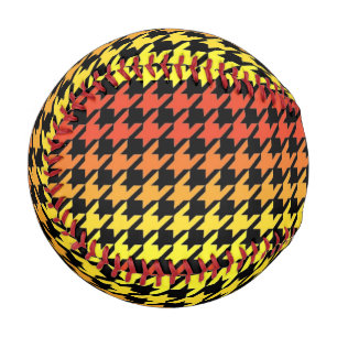 Red orange yellow houndstooth pattern baseball