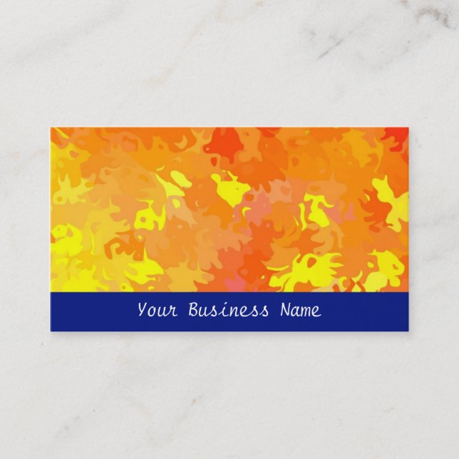 Red, Orange, Yellow Inferno Abstract Business Card (Front)