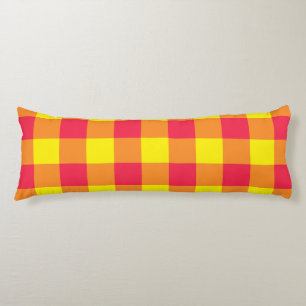 Red Orange Yellow Plaid Chequered Pattern Body Pillow