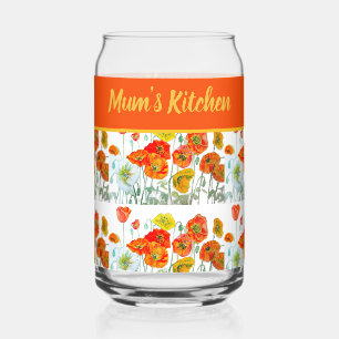 Red Orange Yellow Poppy Flowers Poppies Flower Can Glass