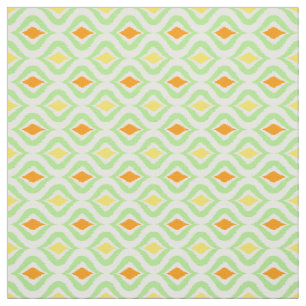 Red Orange Yellow Retro Chic Ikat Ogee Pattern Fabric