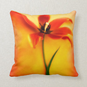 Red Orange Yellow Tulip Flower Tulips Floral Throw Pillow