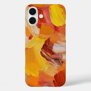 RED ORANGE YELLOW WHITE PAINT BRUSH STROKES iPhone 16 PLUS CASE