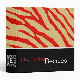Red Orange Zebra Print Retro Pattern Binder