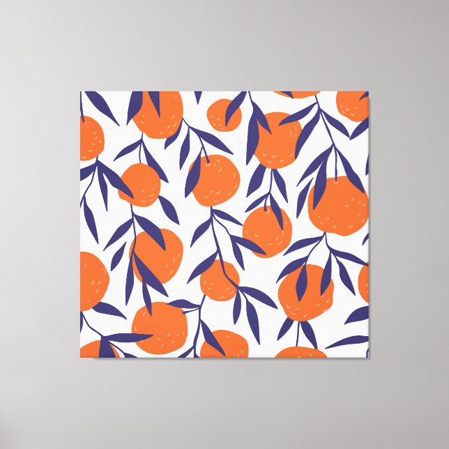 Red oranges tropical, seamless pattern. canvas print (Front)