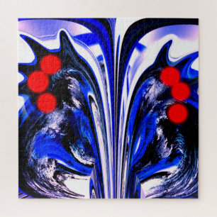Red orbs in the night art jigsaw puzzle