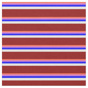 Red, Orchid, Blue, Mint Cream & Dark Red Stripes Fabric