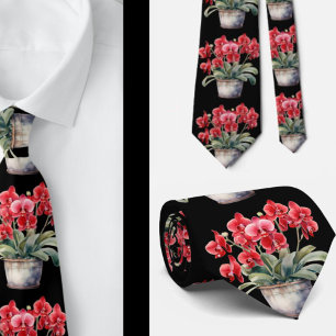 Red Orchid Neck Tie