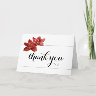 Red Orchid Thank You Card