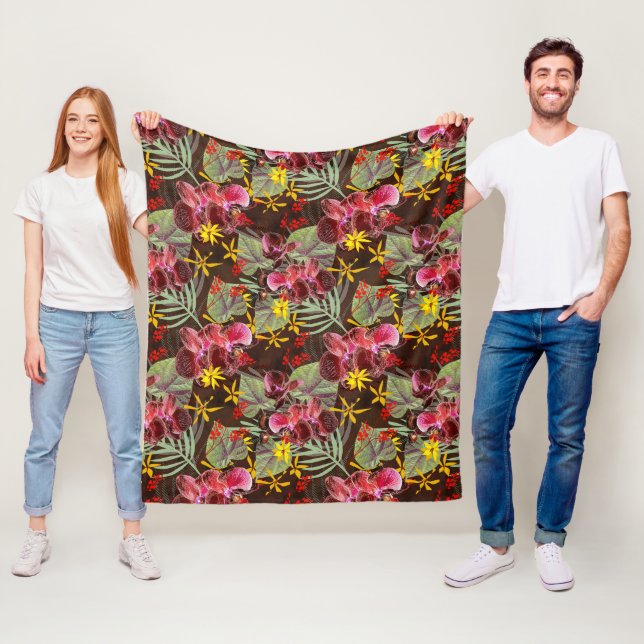 Red orchids.  fleece blanket (In Situ)