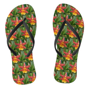 Red Orchids Flip Flops