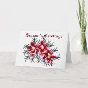 Red Orchids Holiday Card