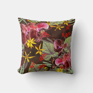 Red orchids.  throw pillow