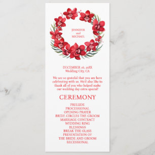 Red Orchids Wedding Ceremony Program