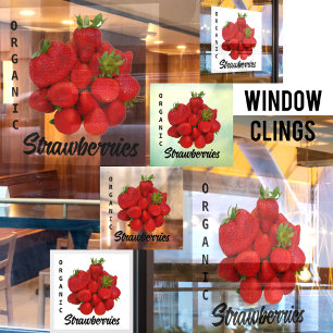 Red Organic Strawberries Photographic Window Cling
