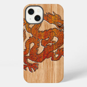 Red Oriental Dragon on Bamboo style iPhone 13 Case